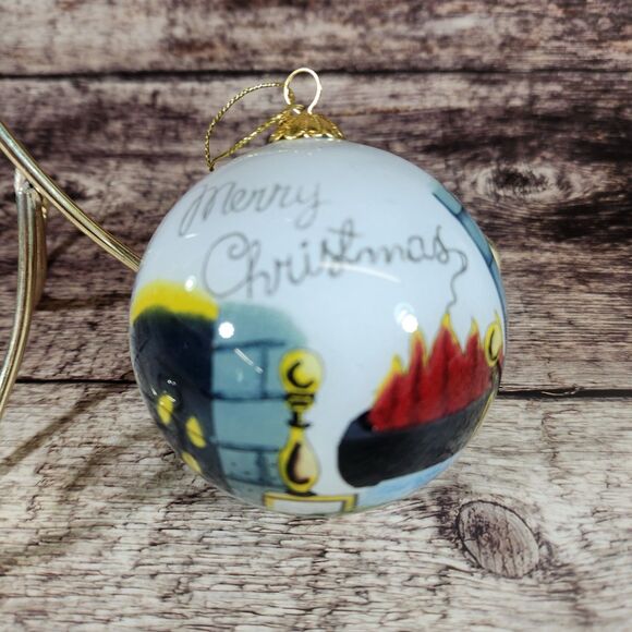 Cat Kitten Christmas Ornament Li Bien Reverse Hand Painted Pier 1 One 2017 w Box - Picture 7 of 14